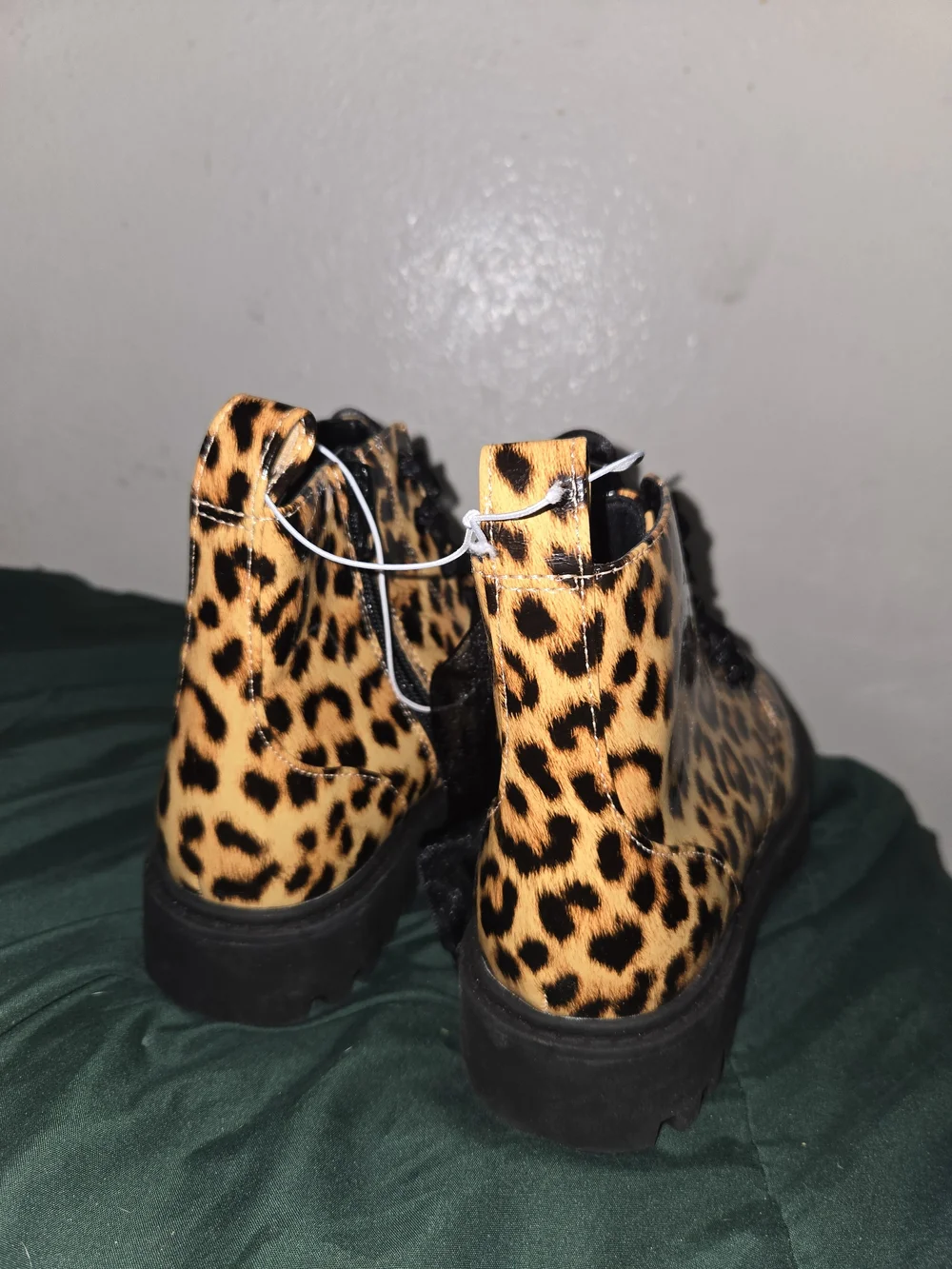 Cat & Jack Leopard Print Girls' Lace-Up Boots — Orange and Black